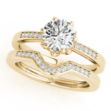 Crowned Sidestone Round Diamond Engagement Ring — 9K/18K Gold & Platinum