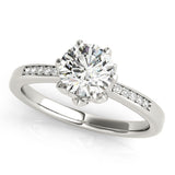 Crowned Sidestone Round Diamond Engagement Ring — 9K/18K Gold & Platinum