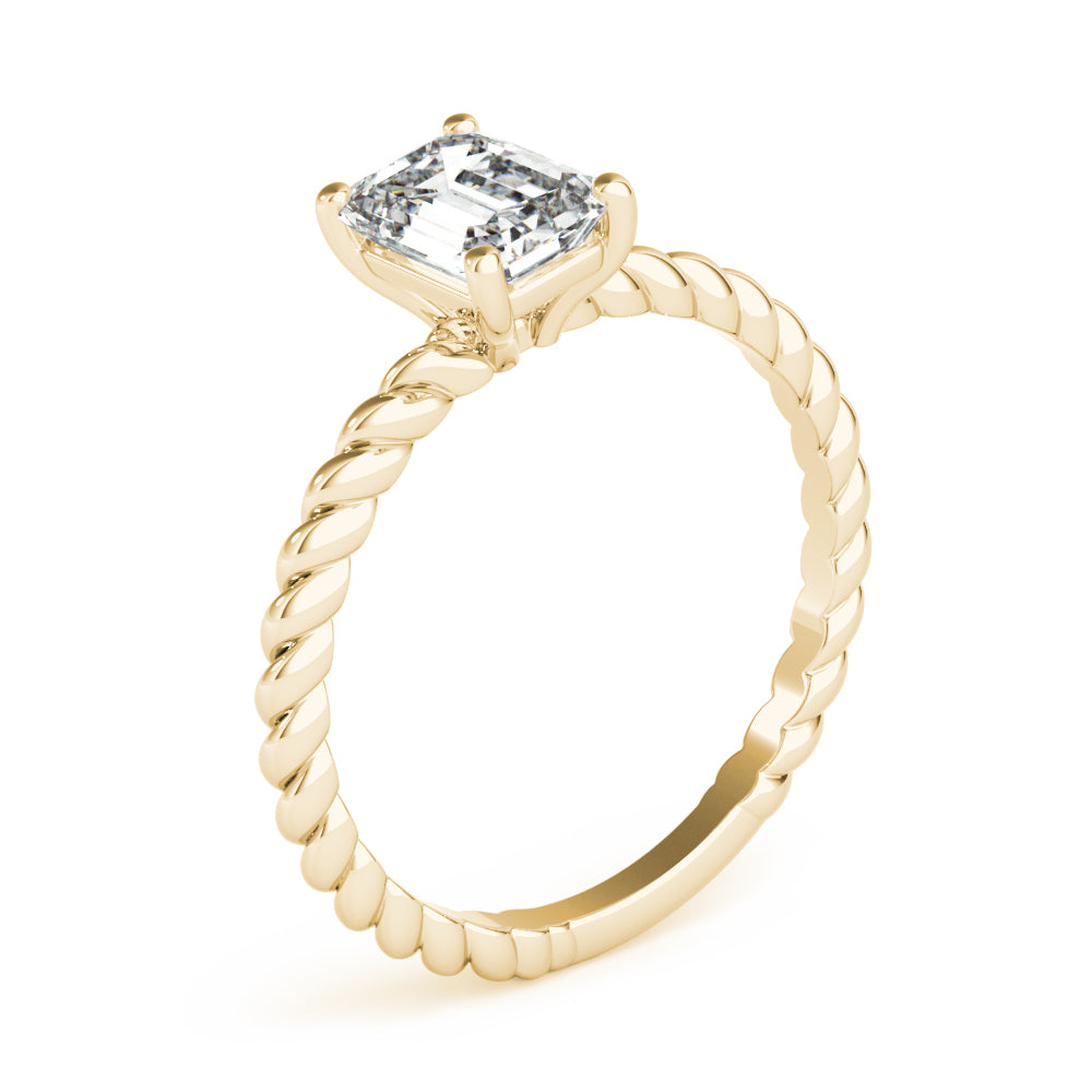 Iconic Twisted Shank Cut Center Emerald Diamond Engagement Ring — 9K/18K Gold & Platinum
