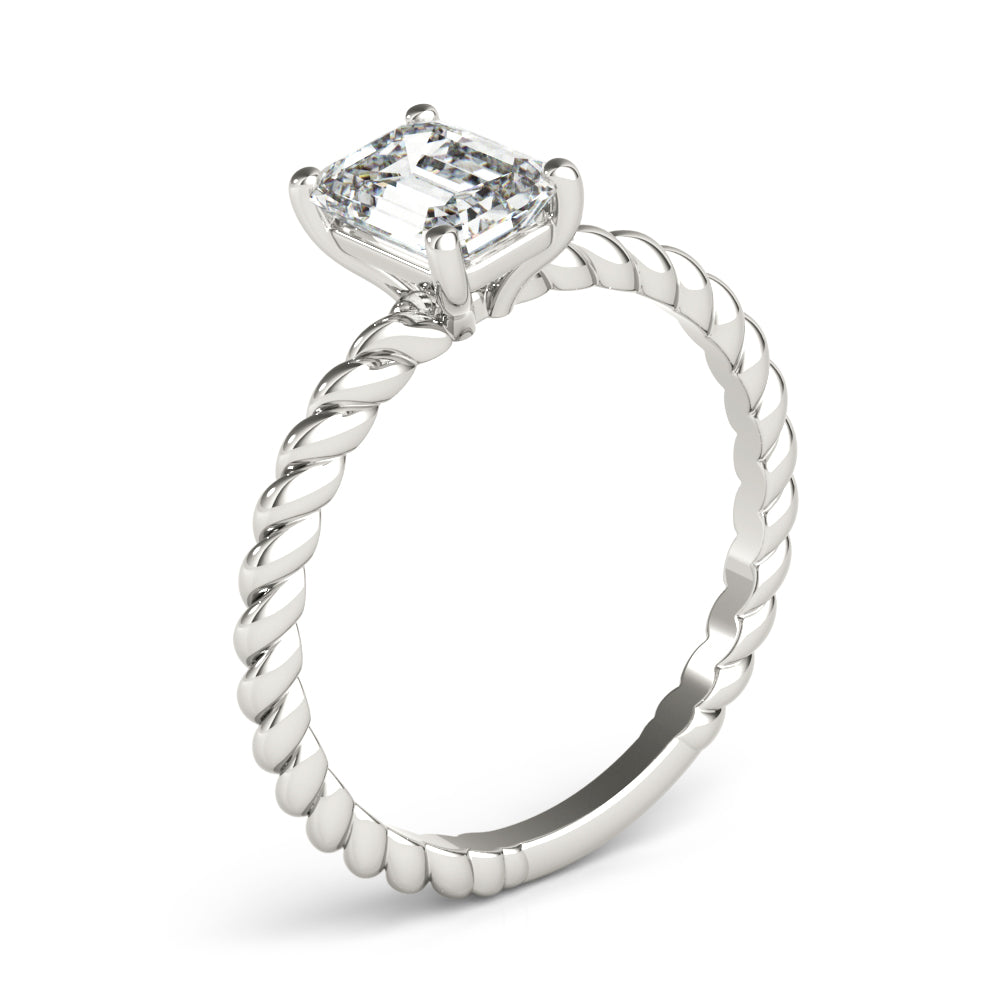 Iconic Twisted Shank Cut Center Emerald Diamond Engagement Ring — 9K/18K Gold & Platinum