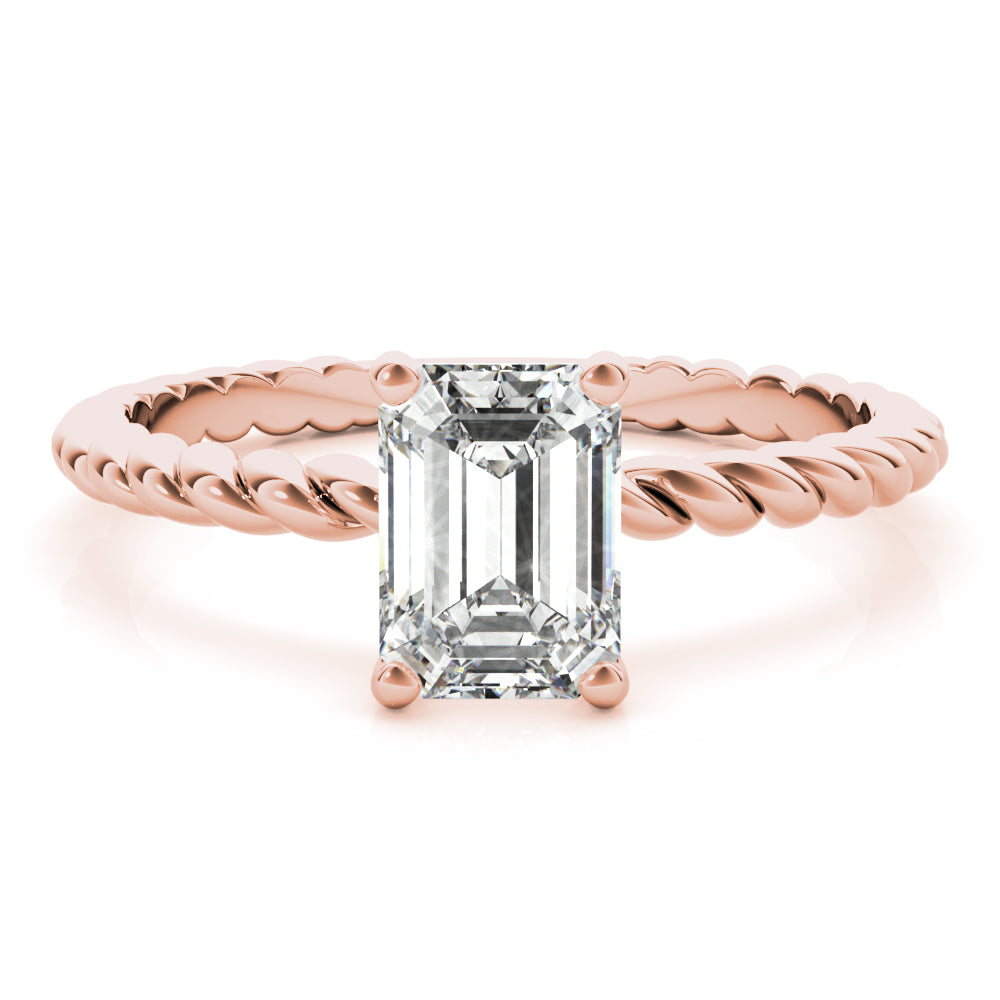 Iconic Twisted Shank Cut Center Emerald Diamond Engagement Ring — 9K/18K Gold & Platinum