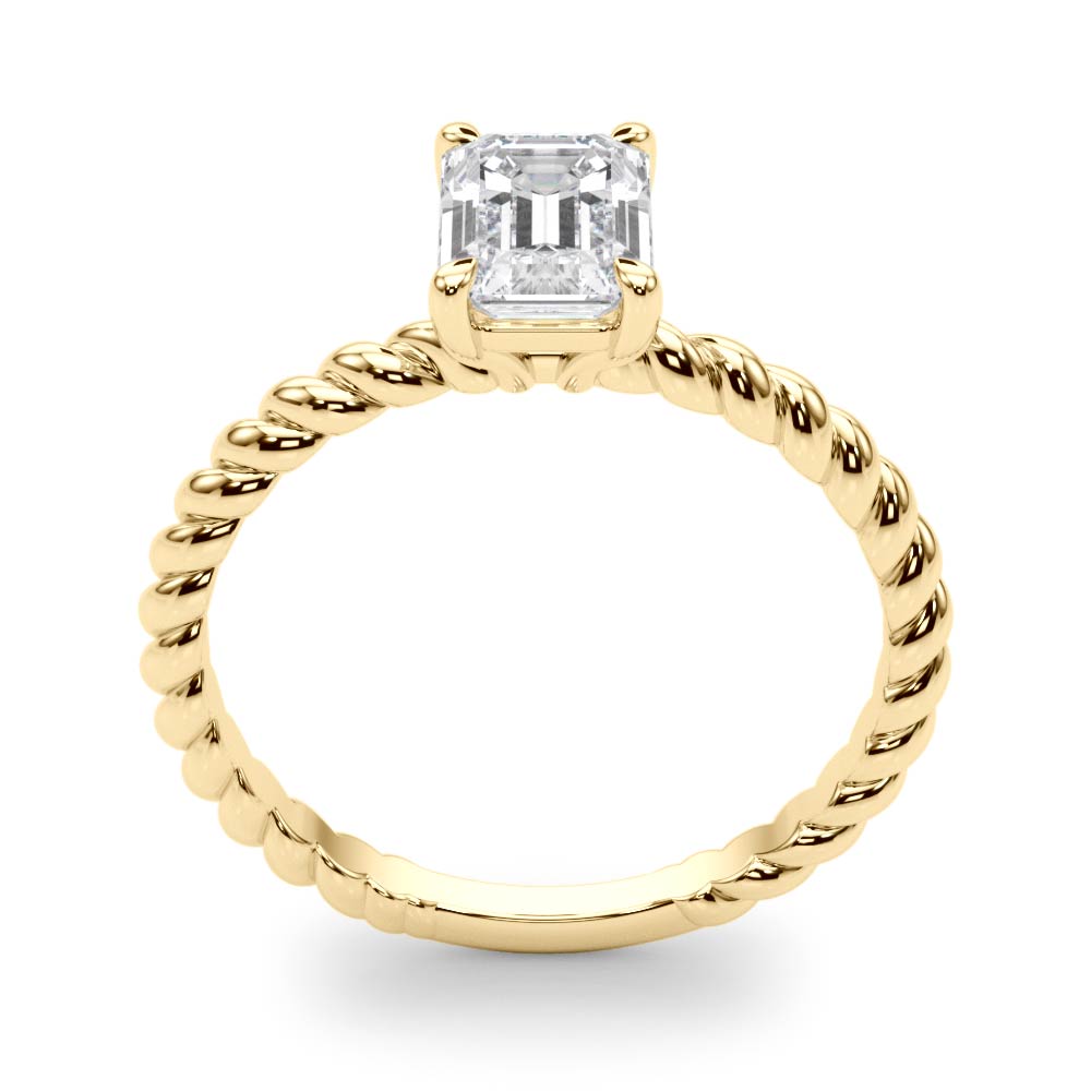Iconic Twisted Shank Cut Center Emerald Diamond Engagement Ring — 9K/18K Gold & Platinum