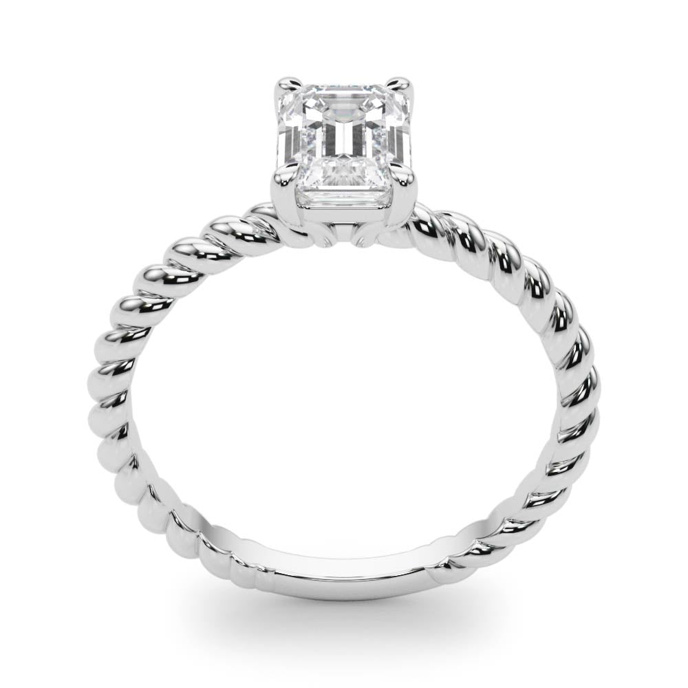 Iconic Twisted Shank Cut Center Emerald Diamond Engagement Ring — 9K/18K Gold & Platinum