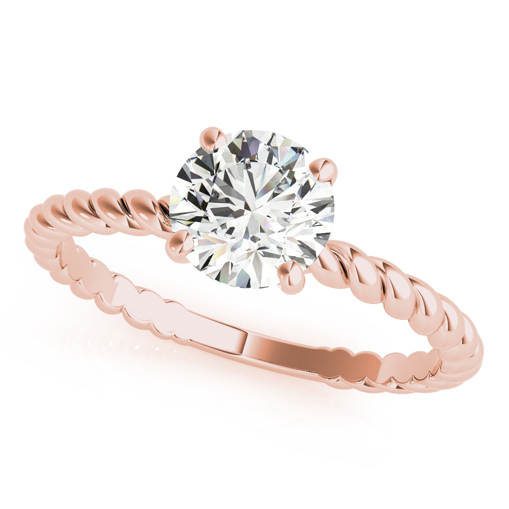 IGI Lab-Grown Round Cut Diamond Twisted Rope 4-Prong Setting Engagement Ring.