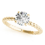 Signature Twisted Shank Center Round Diamond Engagement Ring — 9K/18K Gold & Platinum