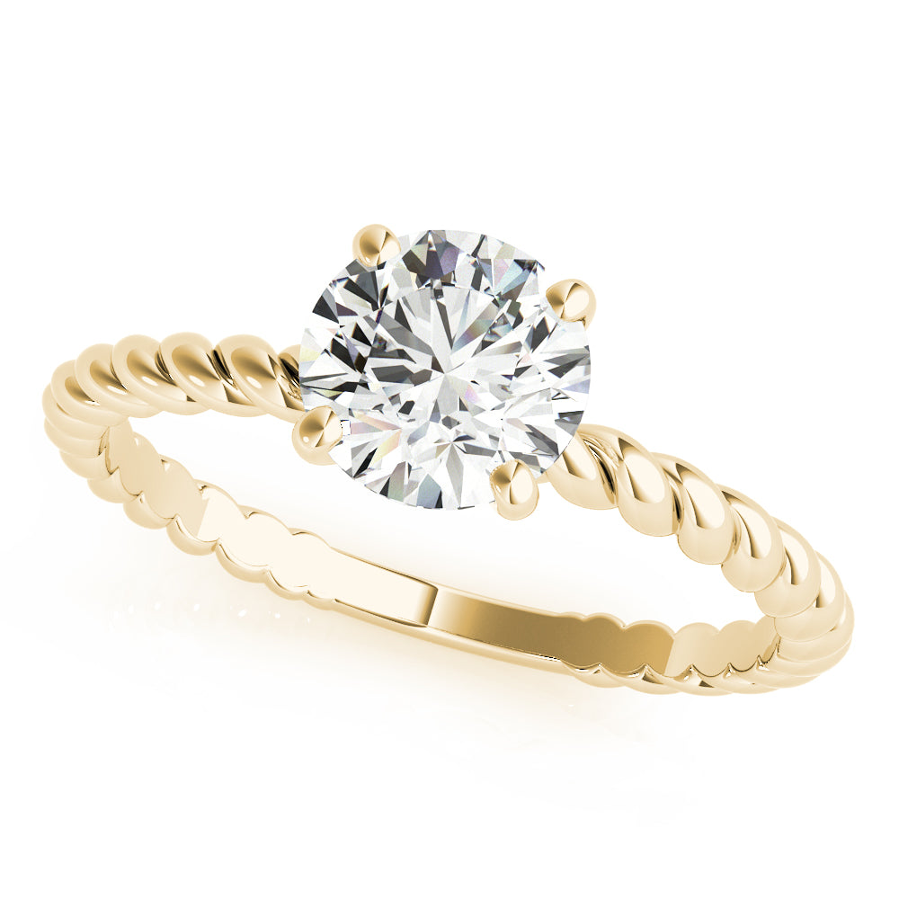 IGI Lab-Grown Round Cut Diamond Twisted Rope 4-Prong Setting Engagement Ring.