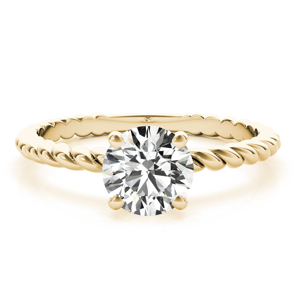 IGI Lab-Grown Round Cut Diamond Twisted Rope 4-Prong Setting Engagement Ring.