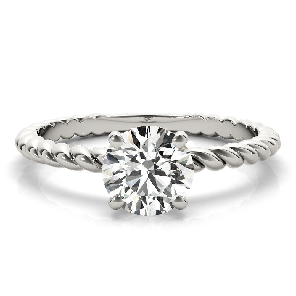 Signature Twisted Shank Center Round Diamond Engagement Ring — 9K/18K Gold & Platinum