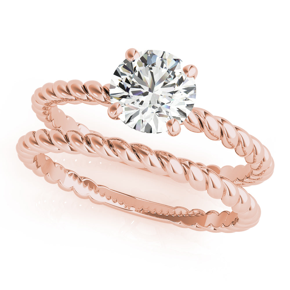 Signature Twisted Shank Center Round Diamond Engagement Ring — 9K/18K Gold & Platinum