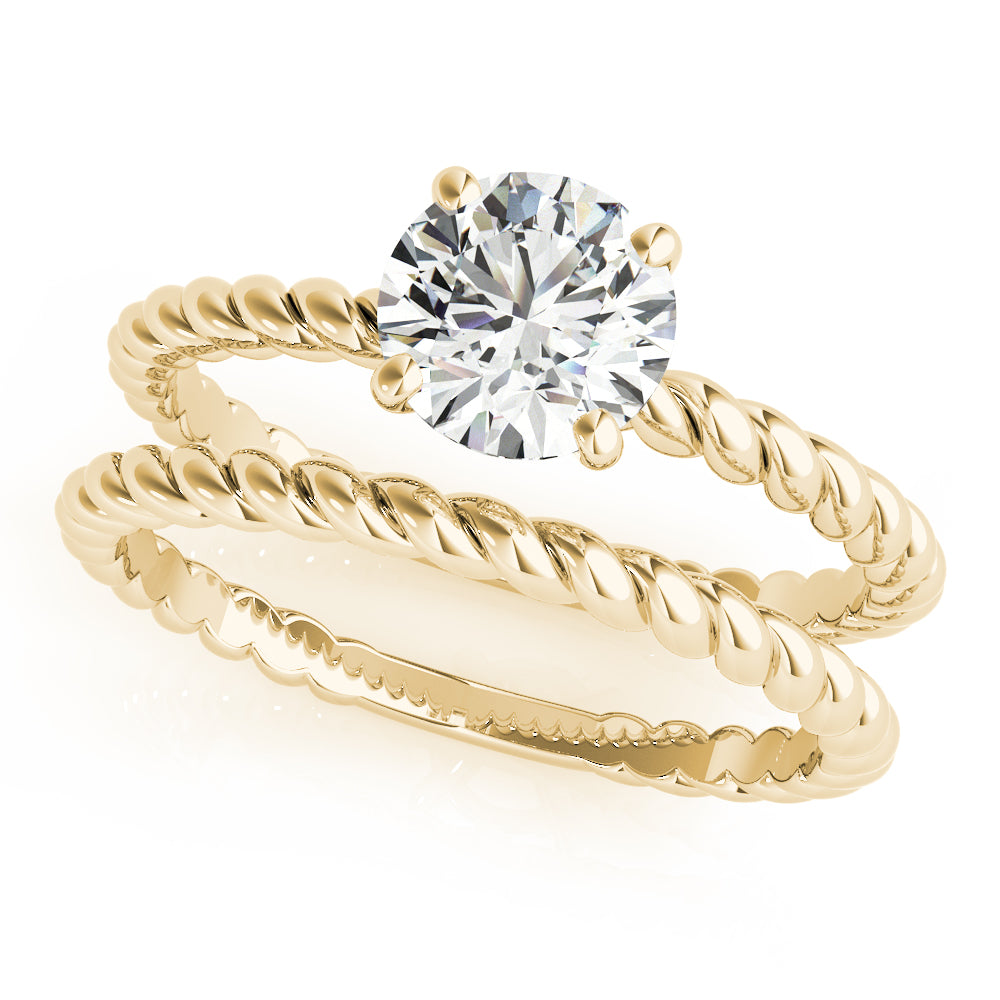 Signature Twisted Shank Center Round Diamond Engagement Ring — 9K/18K Gold & Platinum