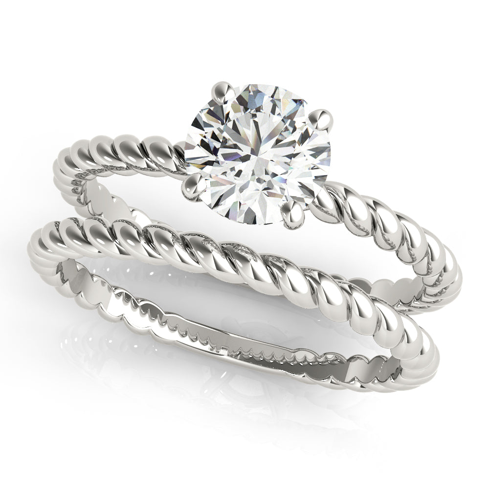 Signature Twisted Shank Center Round Diamond Engagement Ring — 9K/18K Gold & Platinum