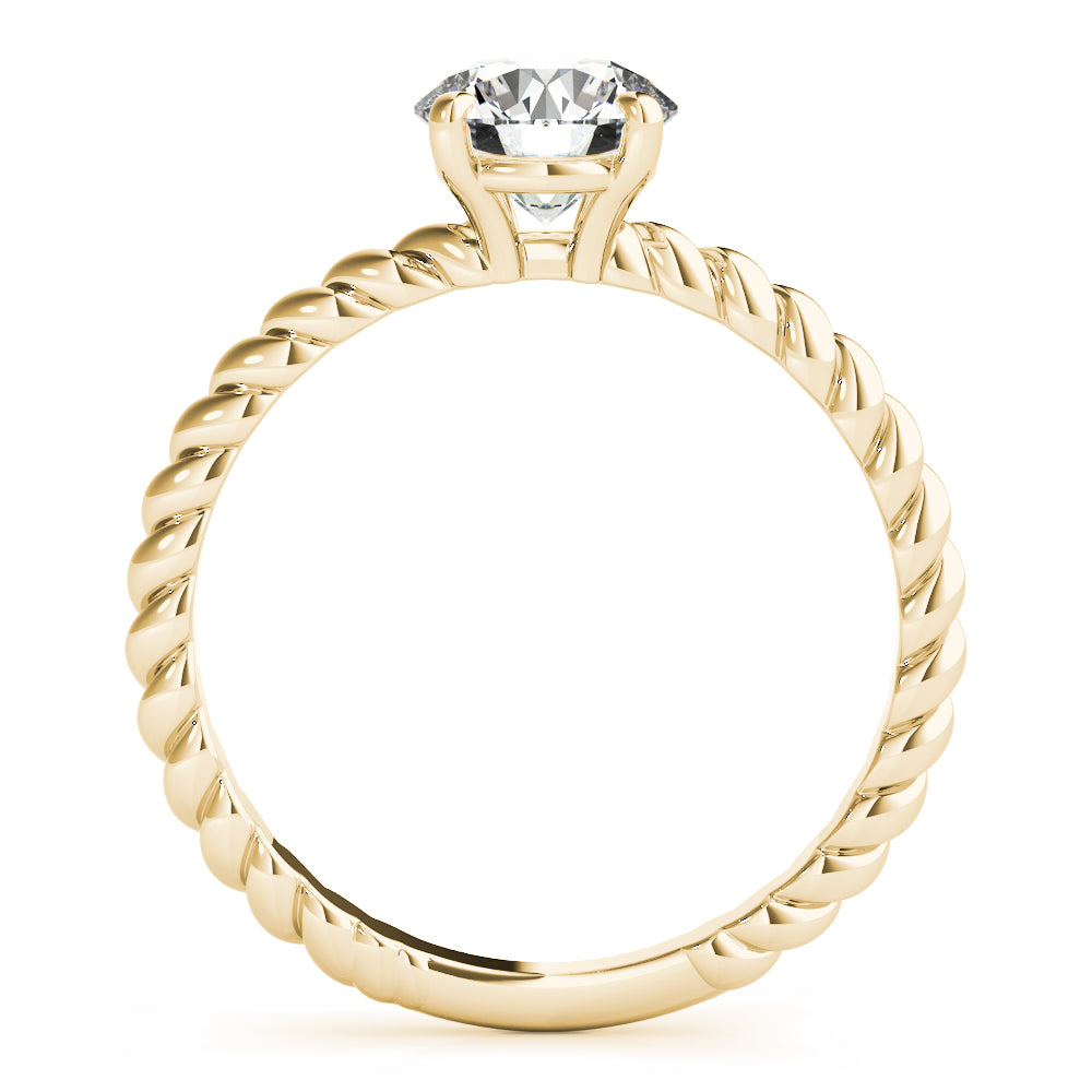 IGI Lab-Grown Round Cut Diamond Twisted Rope 4-Prong Setting Engagement Ring.