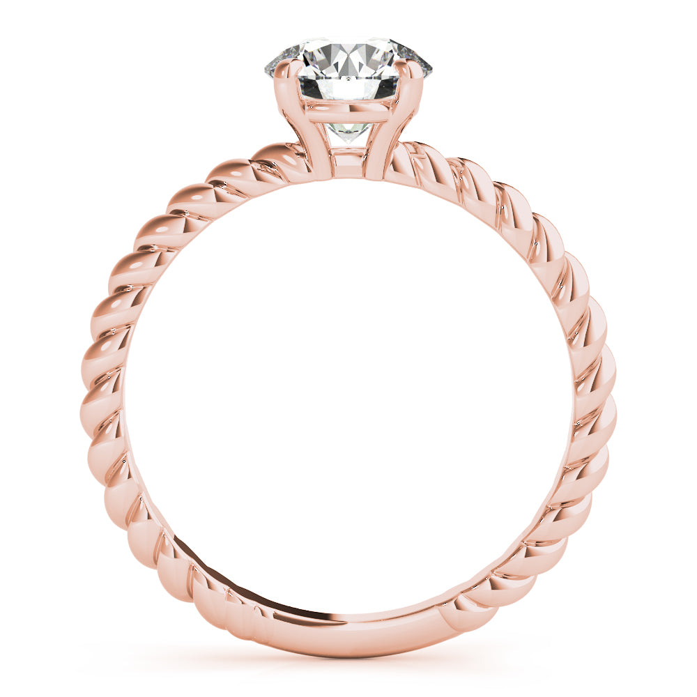 Signature Twisted Shank Center Round Diamond Engagement Ring — 9K/18K Gold & Platinum
