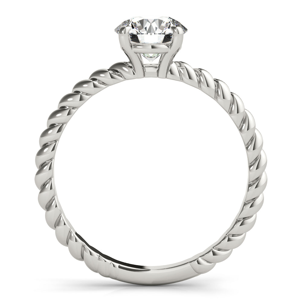 Signature Twisted Shank Center Round Diamond Engagement Ring — 9K/18K Gold & Platinum