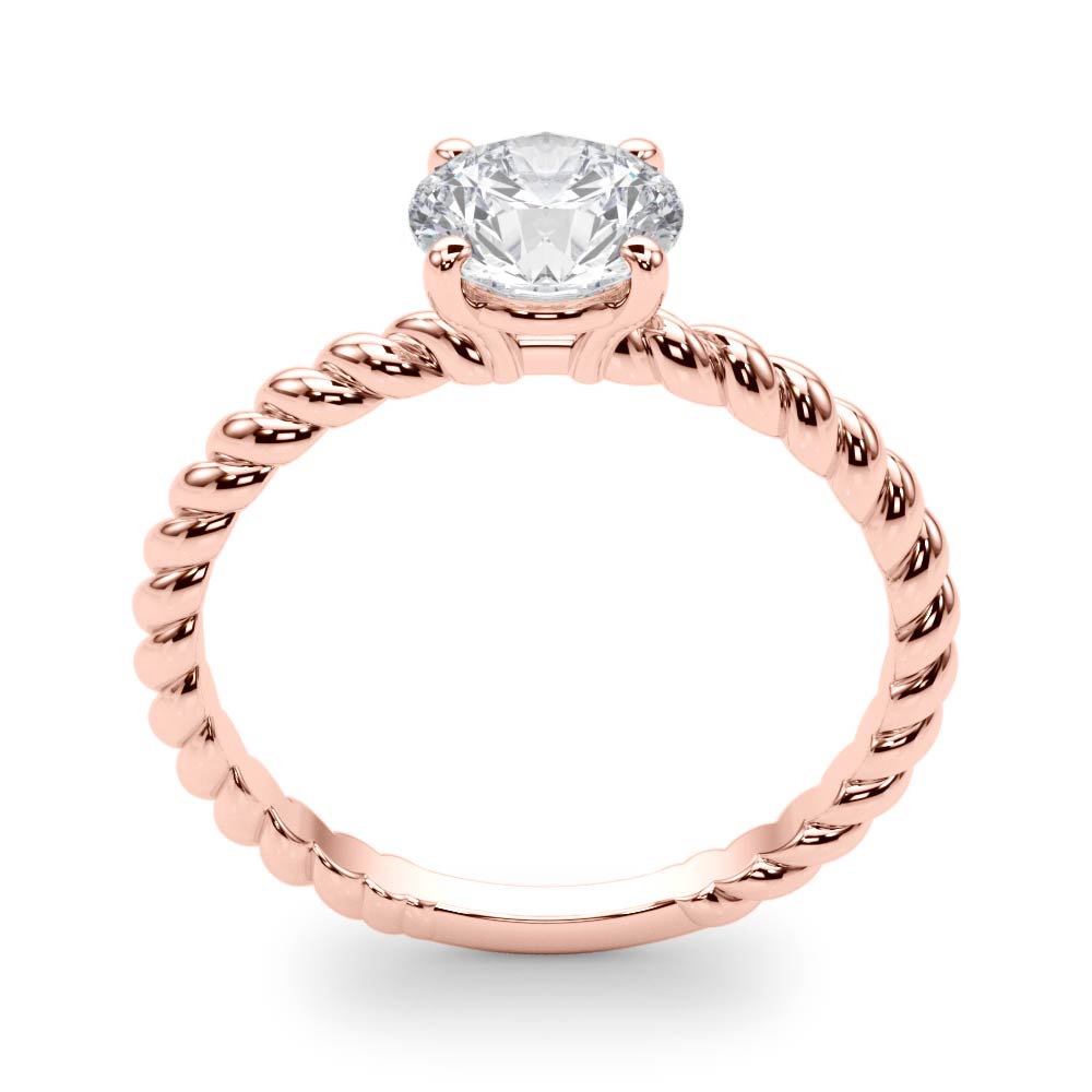 Signature Twisted Shank Center Round Diamond Engagement Ring — 9K/18K Gold & Platinum