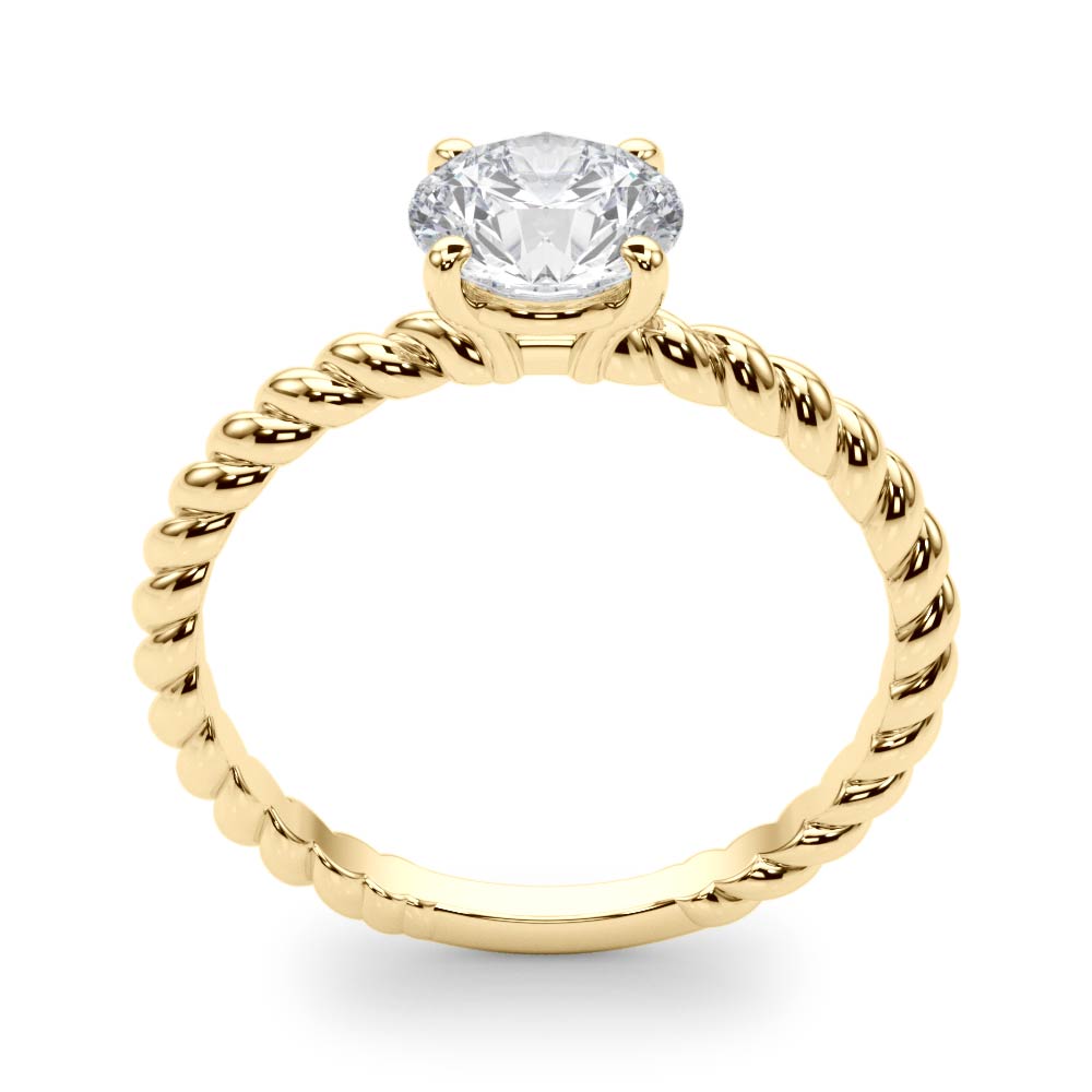 Signature Twisted Shank Center Round Diamond Engagement Ring — 9K/18K Gold & Platinum