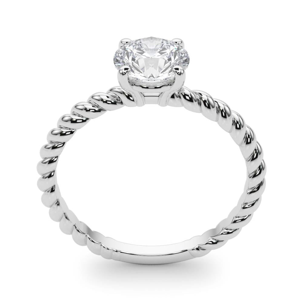 Signature Twisted Shank Center Round Diamond Engagement Ring — 9K/18K Gold & Platinum