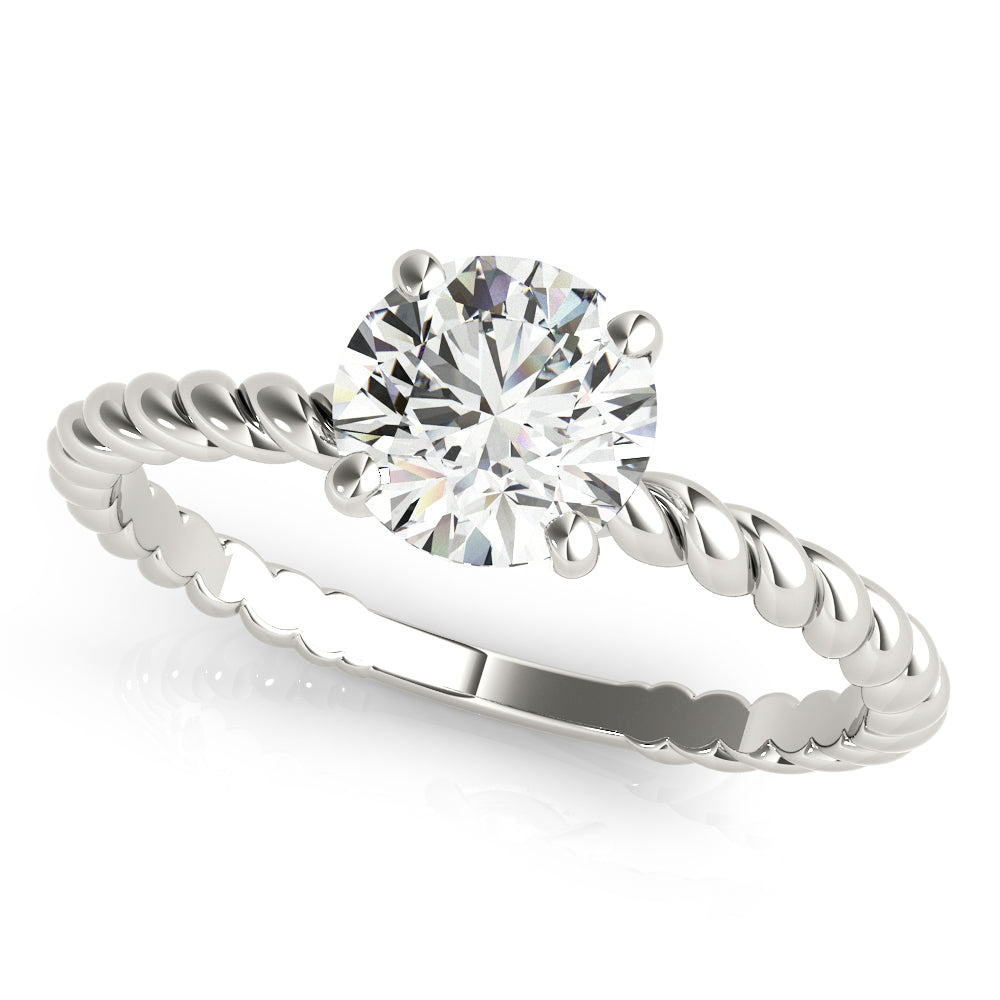 IGI Lab-Grown Round Cut Diamond Twisted Rope 4-Prong Setting Engagement Ring.