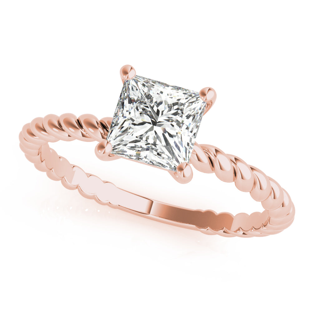 Artisan Twisted Shank Center Princess Diamond Engagement Ring — 9K/18K Gold & Platinum