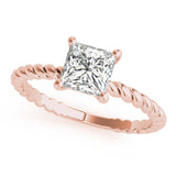 Artisan Twisted Shank Center Princess Diamond Engagement Ring — 9K/18K Gold & Platinum