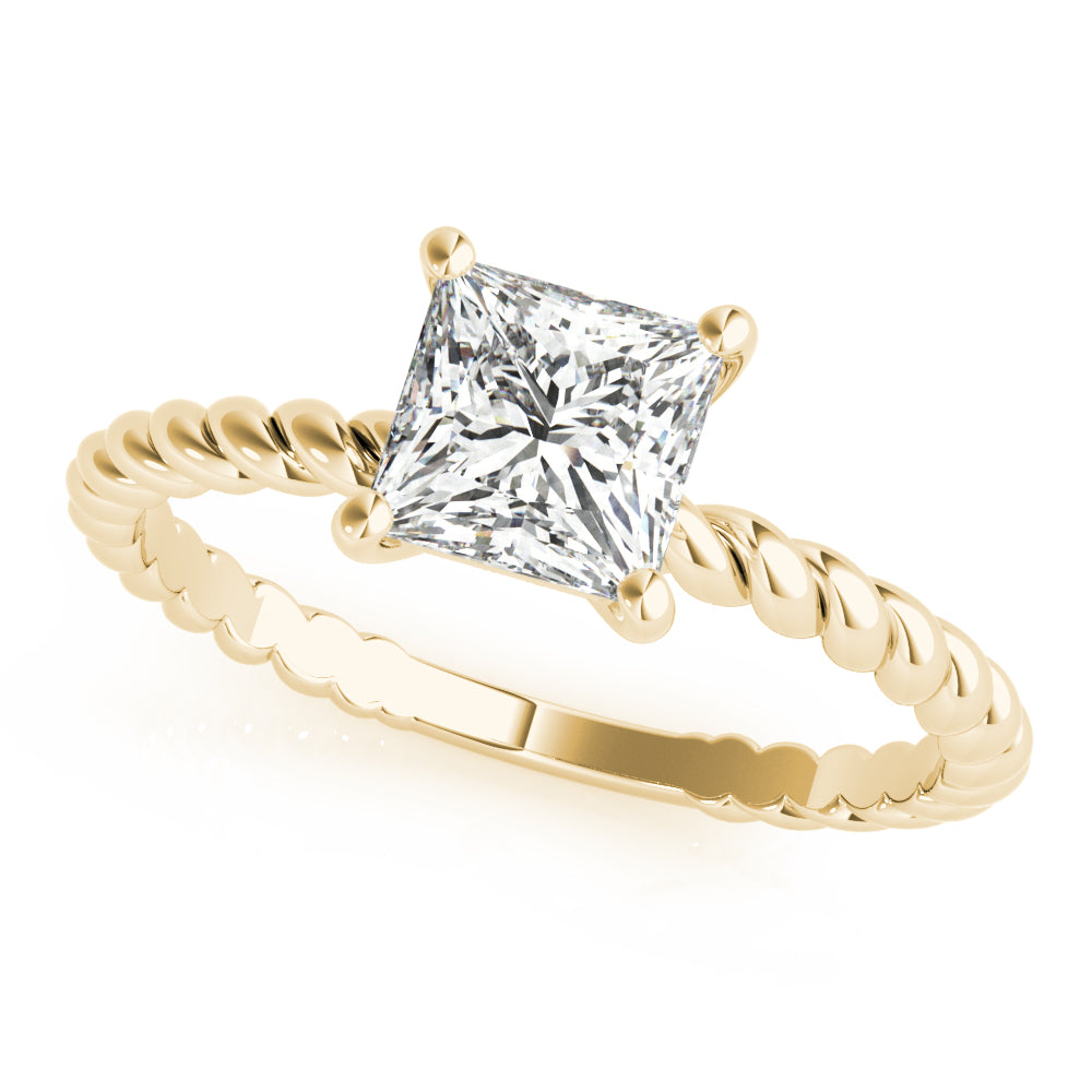 Artisan Twisted Shank Center Princess Diamond Engagement Ring — 9K/18K Gold & Platinum