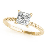 Artisan Twisted Shank Center Princess Diamond Engagement Ring — 9K/18K Gold & Platinum