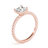 Artisan Twisted Shank Center Princess Diamond Engagement Ring — 9K/18K Gold & Platinum