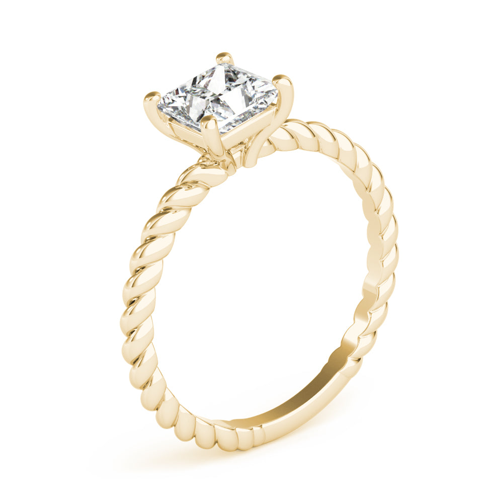 Artisan Twisted Shank Center Princess Diamond Engagement Ring — 9K/18K Gold & Platinum