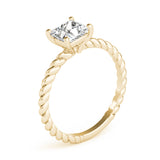 Artisan Twisted Shank Center Princess Diamond Engagement Ring — 9K/18K Gold & Platinum