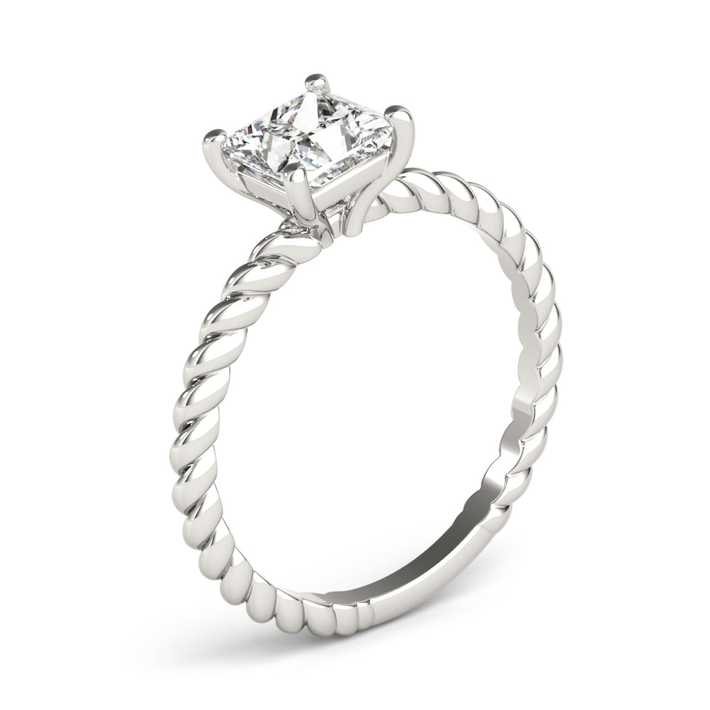 Artisan Twisted Shank Center Princess Diamond Engagement Ring — 9K/18K Gold & Platinum