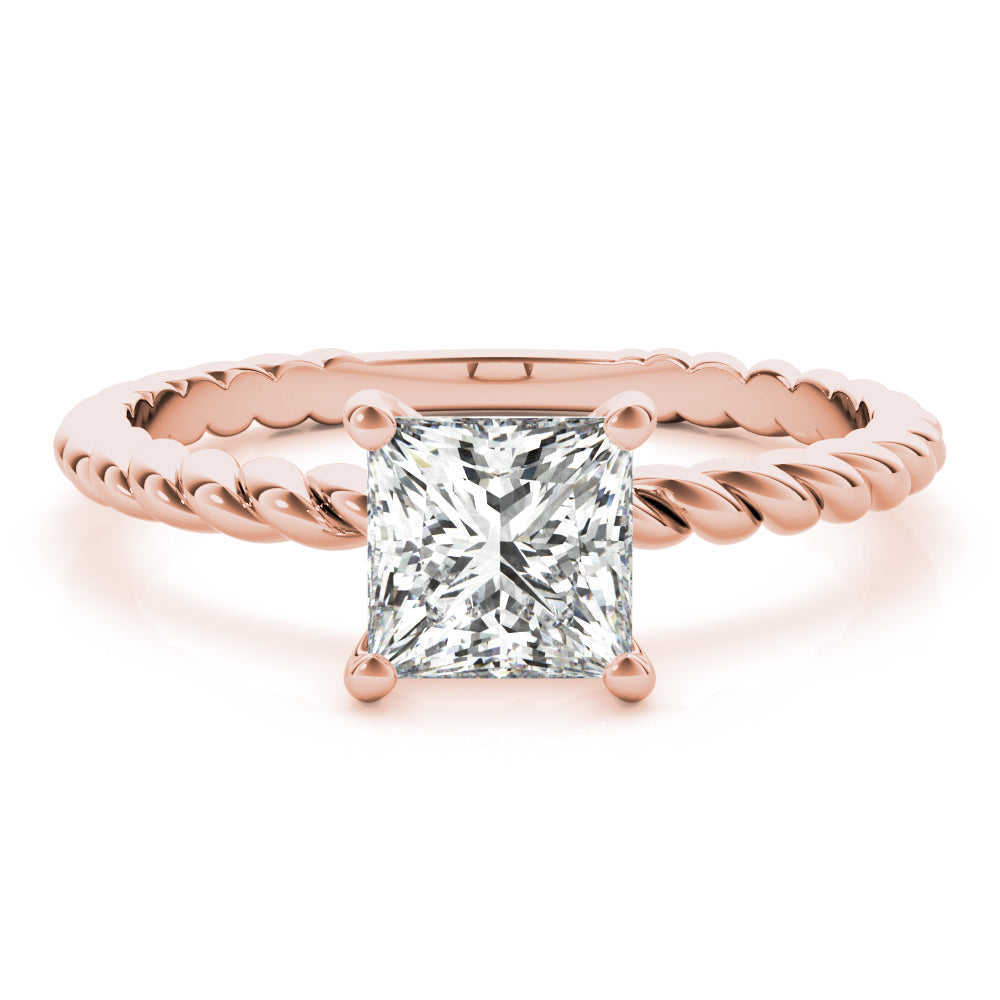 Artisan Twisted Shank Center Princess Diamond Engagement Ring — 9K/18K Gold & Platinum