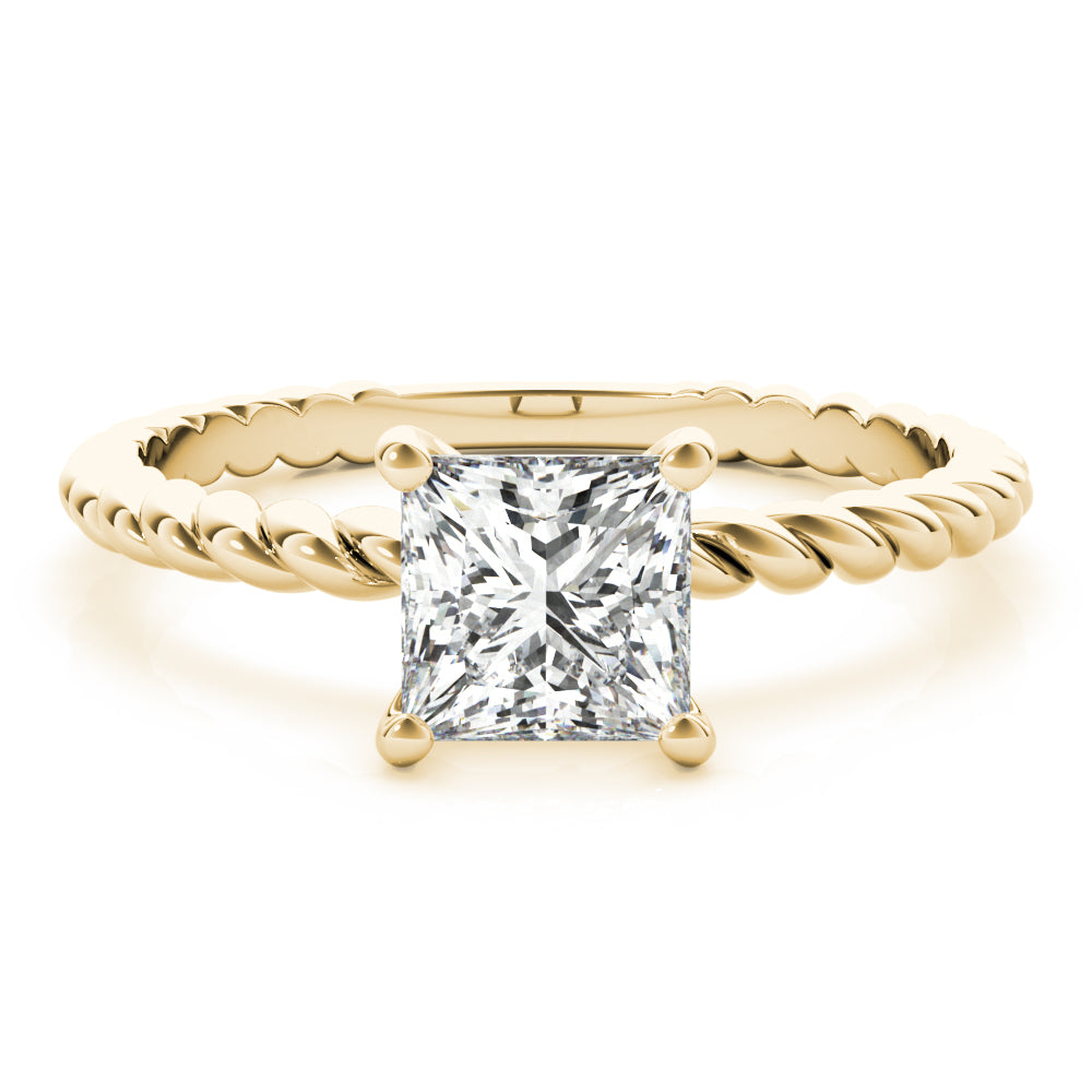 Artisan Twisted Shank Center Princess Diamond Engagement Ring — 9K/18K Gold & Platinum