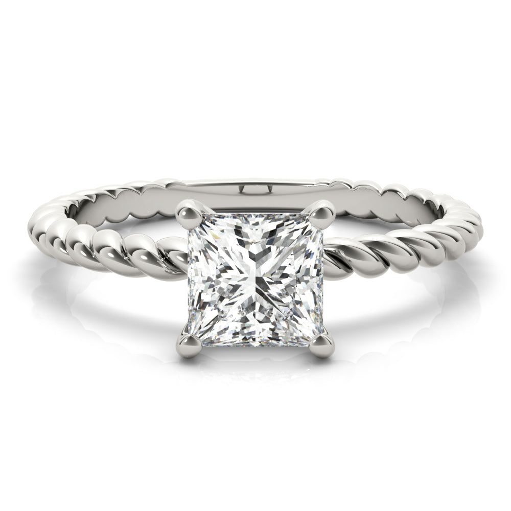 Artisan Twisted Shank Center Princess Diamond Engagement Ring — 9K/18K Gold & Platinum