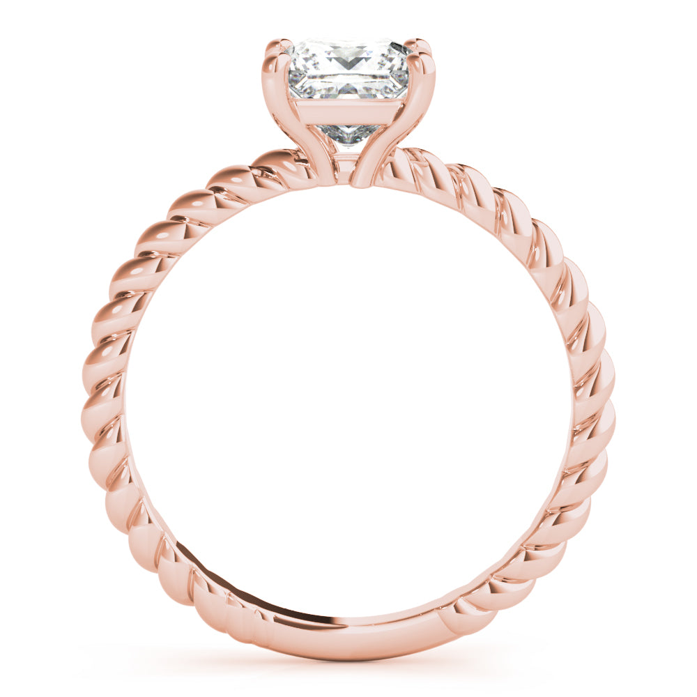 Artisan Twisted Shank Center Princess Diamond Engagement Ring — 9K/18K Gold & Platinum