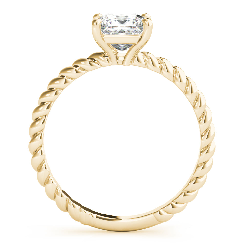 Artisan Twisted Shank Center Princess Diamond Engagement Ring — 9K/18K Gold & Platinum