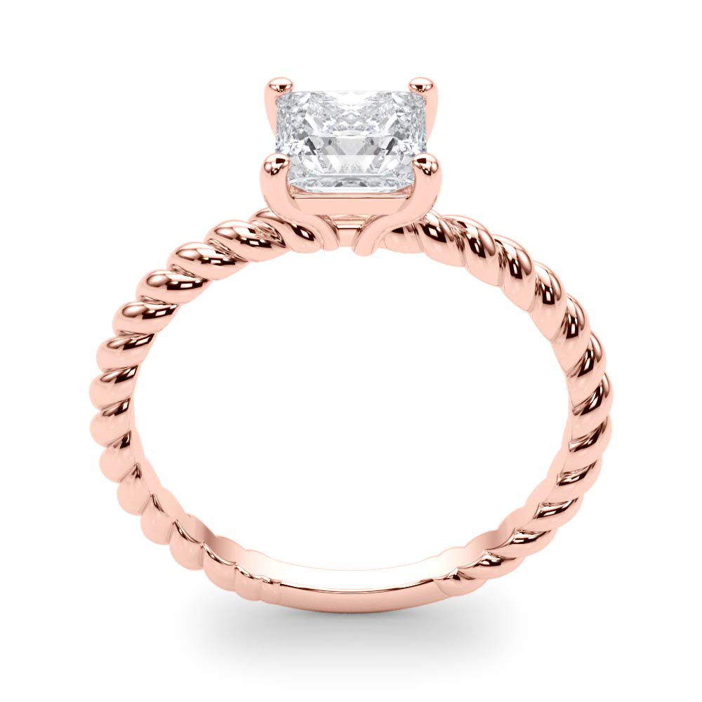 Artisan Twisted Shank Center Princess Diamond Engagement Ring — 9K/18K Gold & Platinum