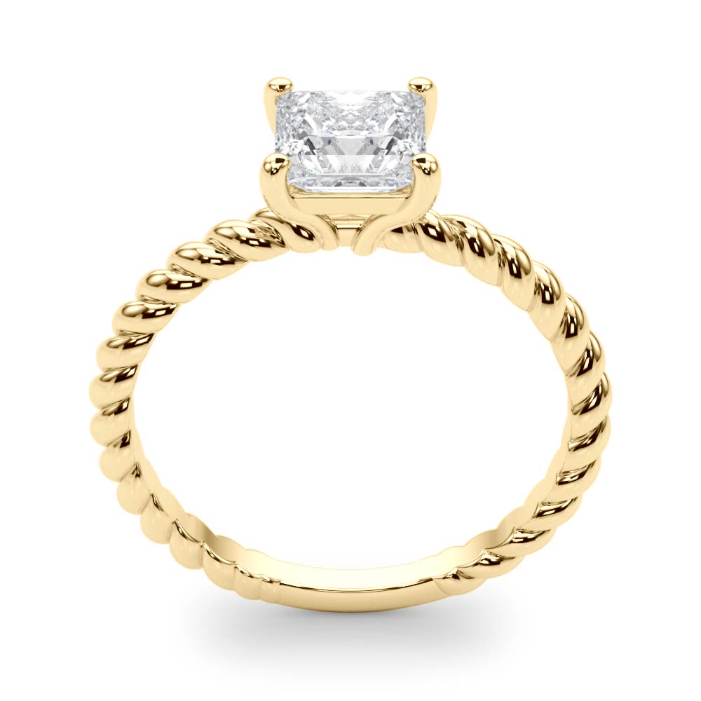 Artisan Twisted Shank Center Princess Diamond Engagement Ring — 9K/18K Gold & Platinum