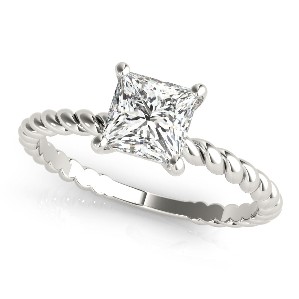 Artisan Twisted Shank Center Princess Diamond Engagement Ring — 9K/18K Gold & Platinum