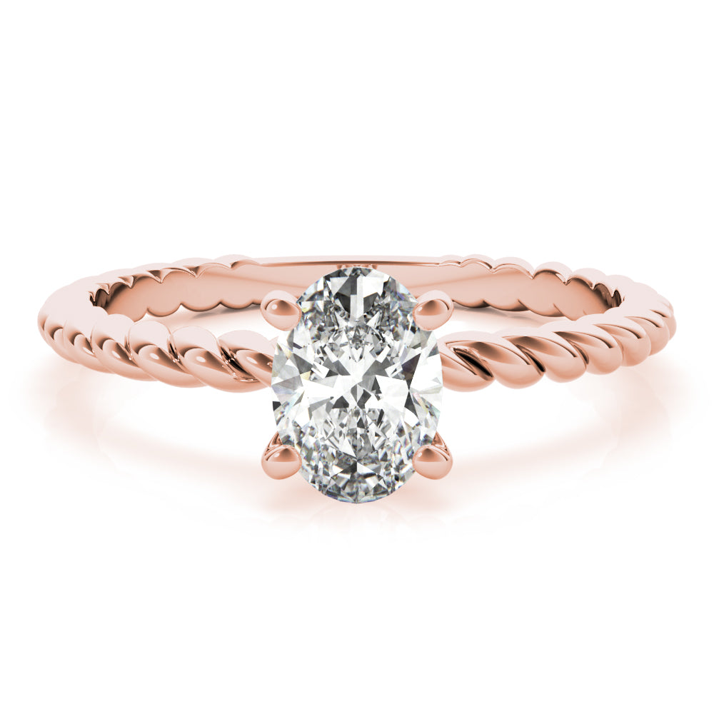 Bespoke Twisted Shank Center Oval Diamond Engagement Ring — 9K/18K Gold & Platinum
