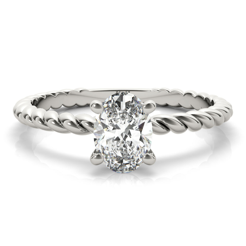 Bespoke Twisted Shank Center Oval Diamond Engagement Ring — 9K/18K Gold & Platinum