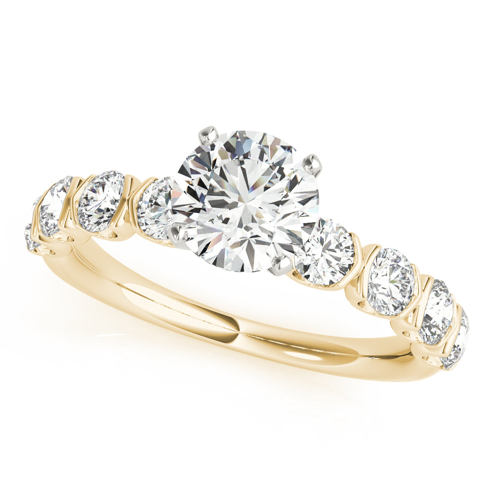 Refined U Prong Round Diamond Engagement Ring — 9K/18K Gold & Platinum