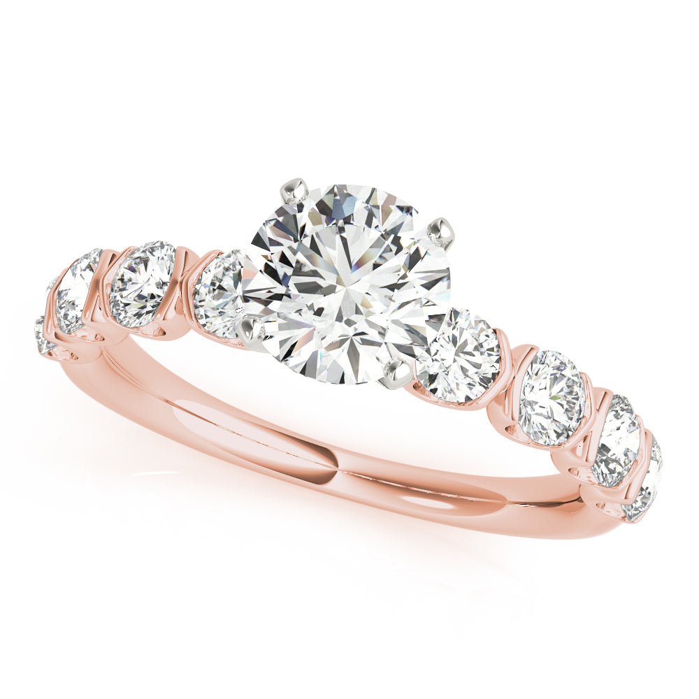 Refined U Prong Round Diamond Engagement Ring — 9K/18K Gold & Platinum