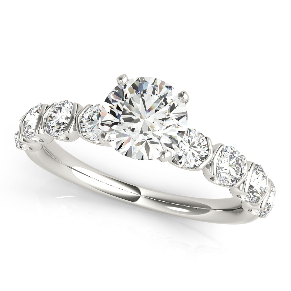 Refined U Prong Round Diamond Engagement Ring — 9K/18K Gold & Platinum