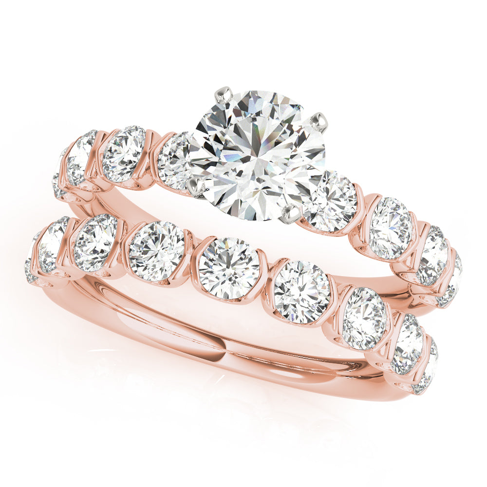 Refined U Prong Round Diamond Engagement Ring — 9K/18K Gold & Platinum