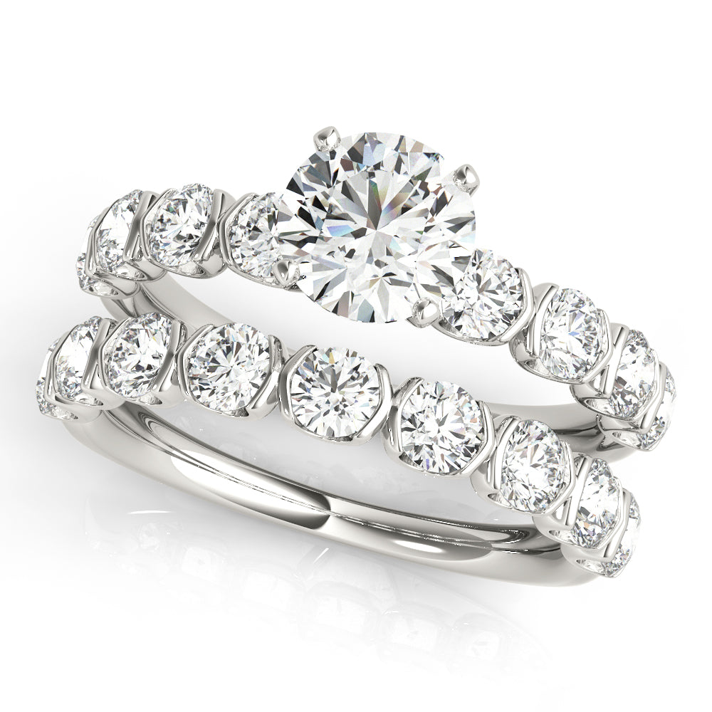 Refined U Prong Round Diamond Engagement Ring — 9K/18K Gold & Platinum
