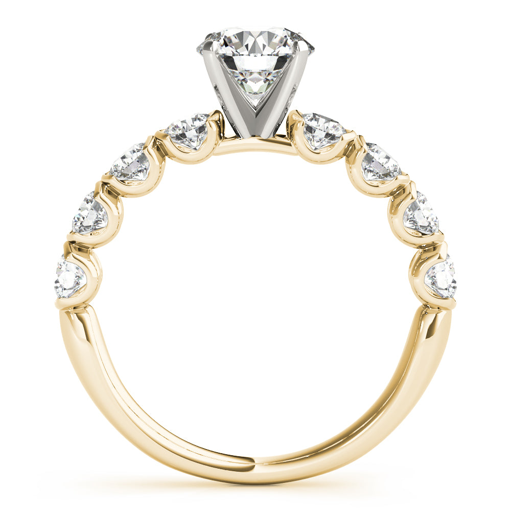 Refined U Prong Round Diamond Engagement Ring — 9K/18K Gold & Platinum
