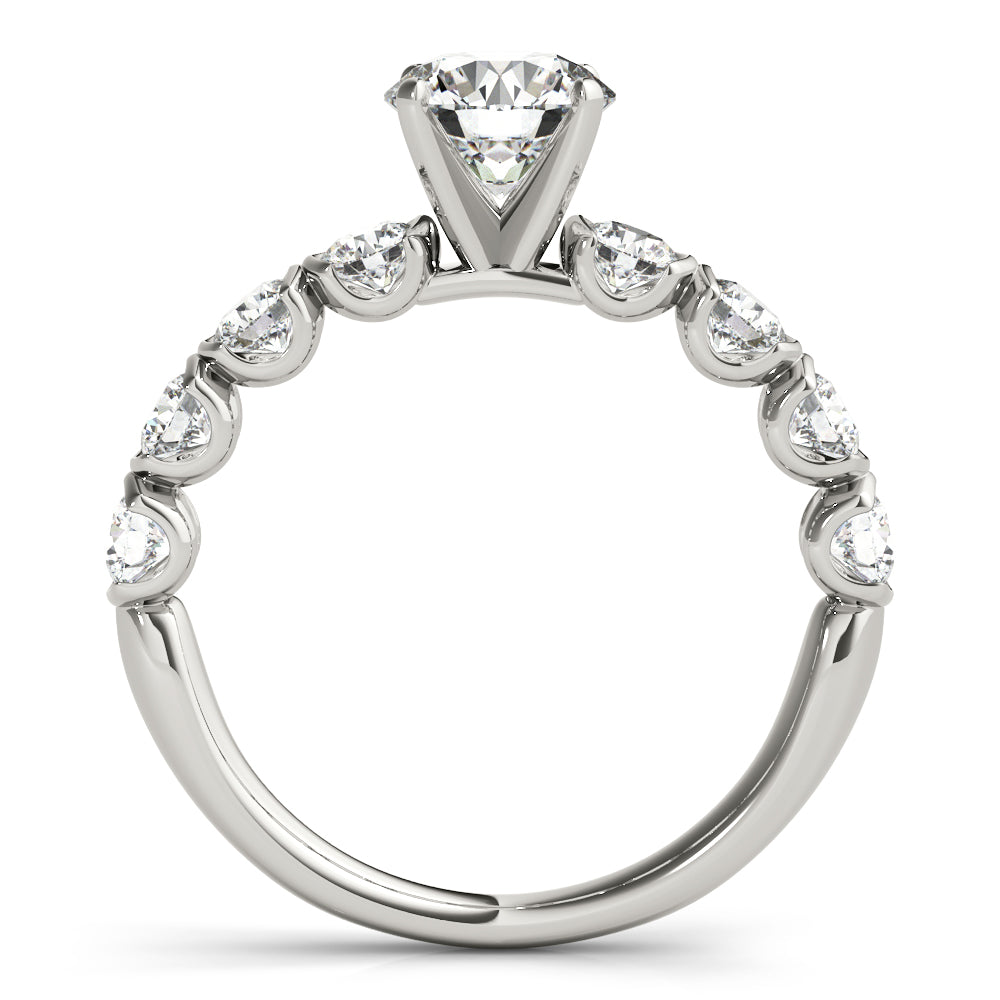 Refined U Prong Round Diamond Engagement Ring — 9K/18K Gold & Platinum
