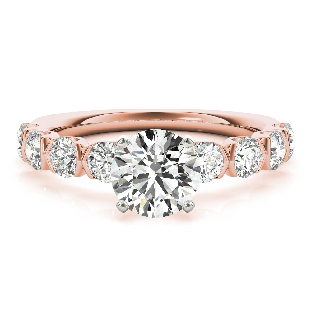 Refined U Prong Round Diamond Engagement Ring — 9K/18K Gold & Platinum