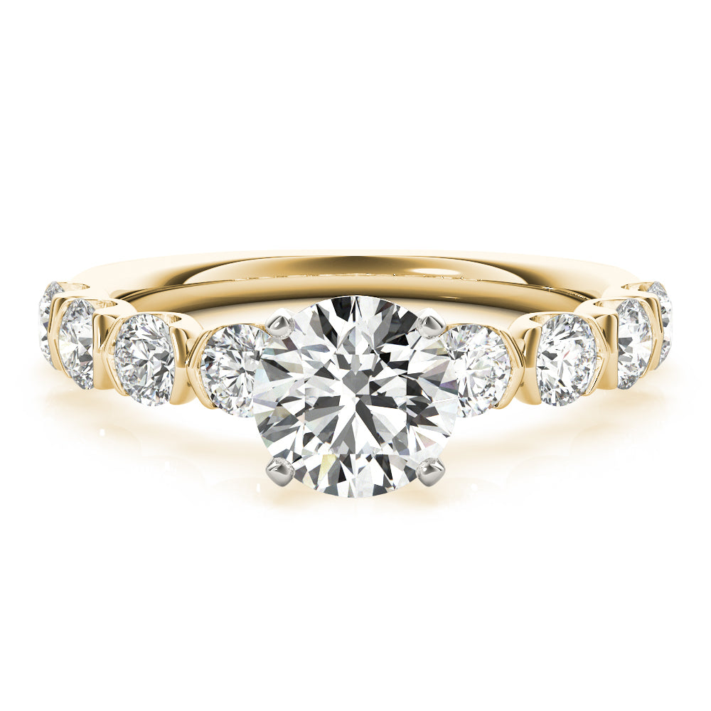 Refined U Prong Round Diamond Engagement Ring — 9K/18K Gold & Platinum