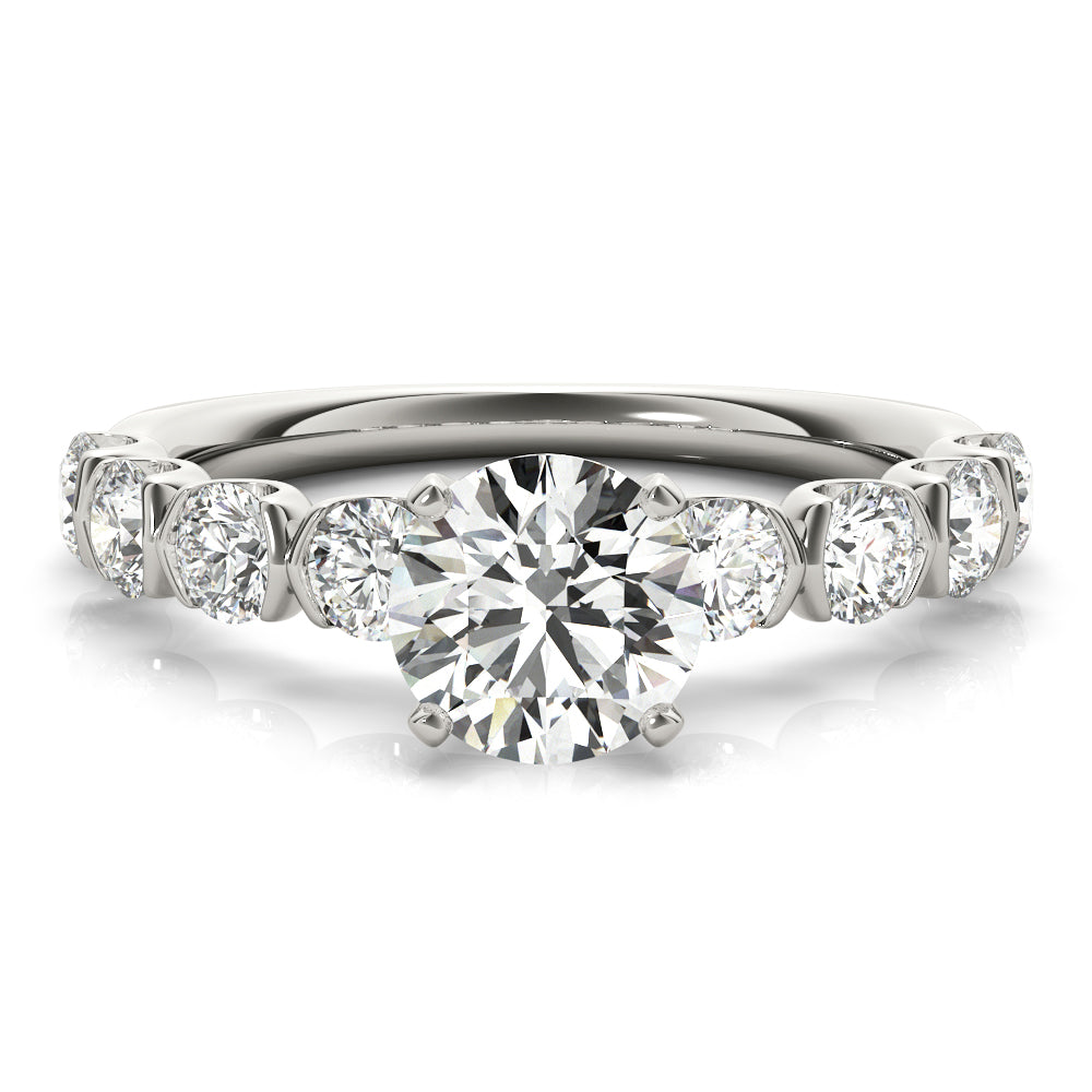 Refined U Prong Round Diamond Engagement Ring — 9K/18K Gold & Platinum